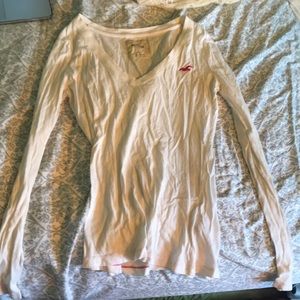 White long sleeve  hollister v neck!